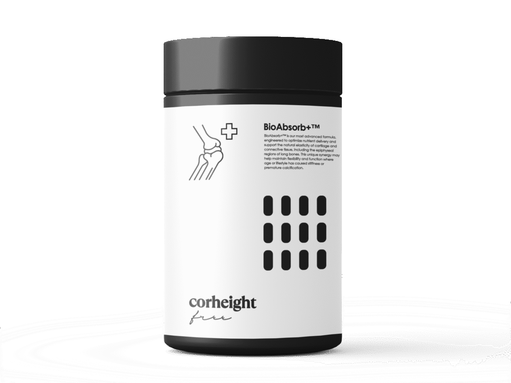 corheight | Enhances nutrient absorption and supports the flexibility of growth plates and connective tissue.