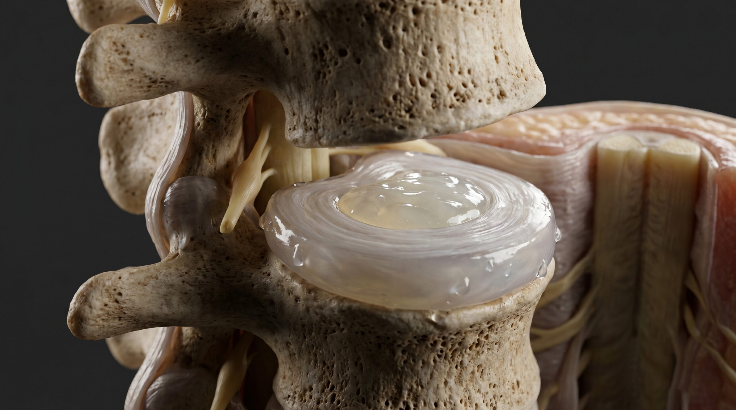 Close-up of spinal disc anatomy